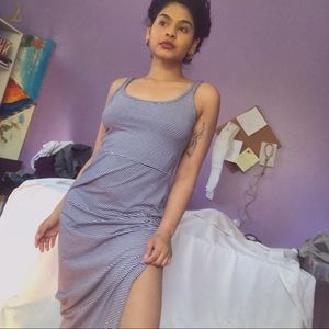 Navy blue and white stripe Tank Dress M